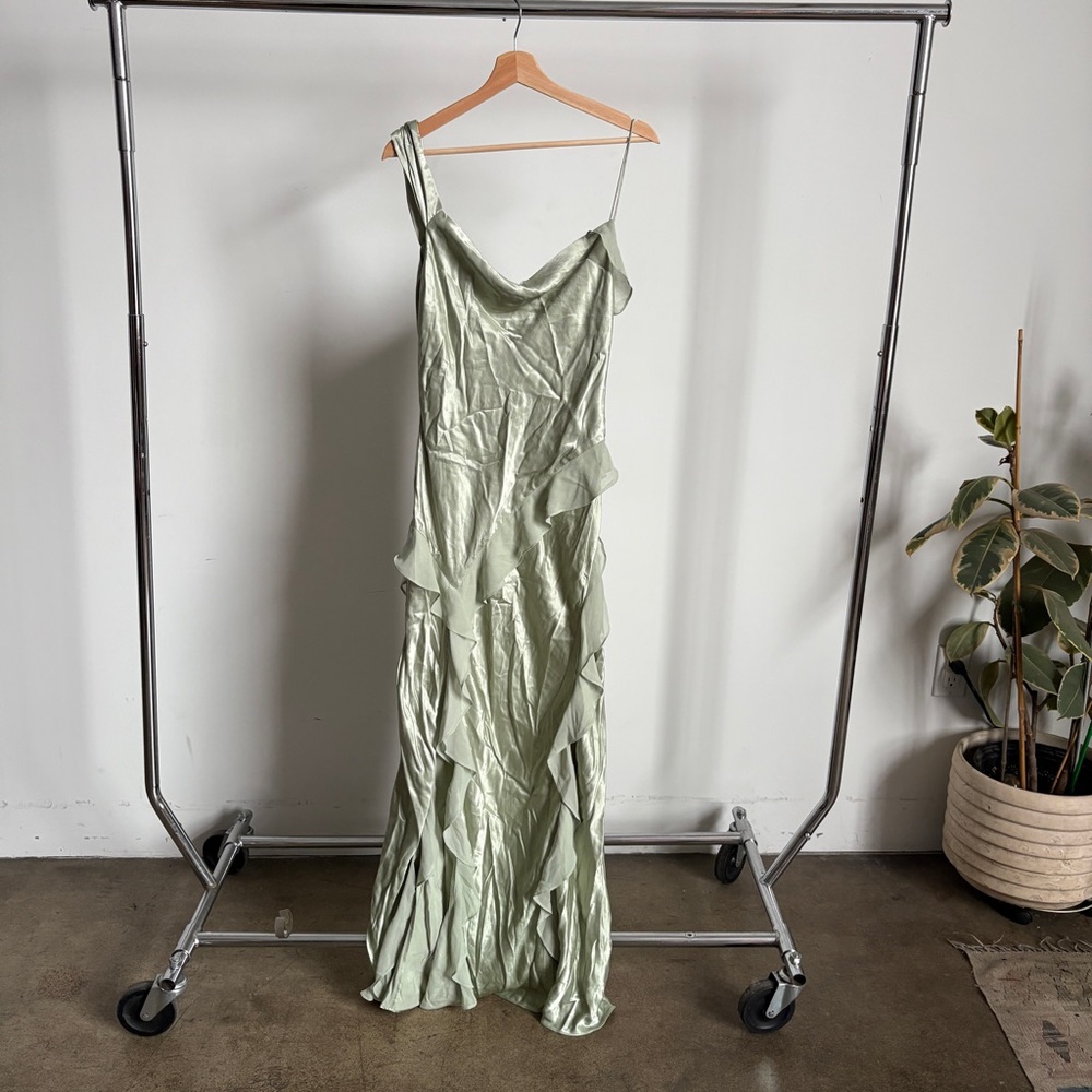 $319 NWT Sage For Love And Lemons “Sawyer” Ruffle Maxi Dress Sz Medium - Picture 5 of 16